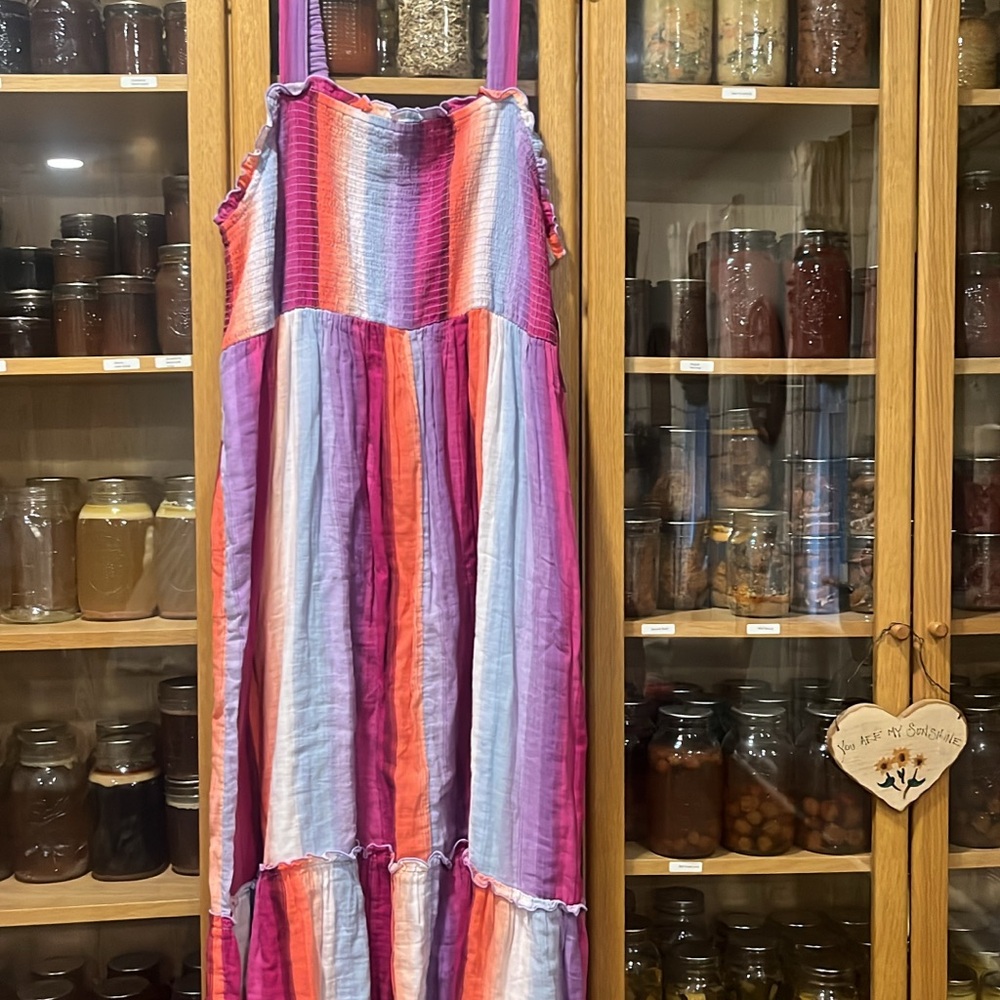 *SOLD* Colorful Striped Maxi Dress 100% cotton